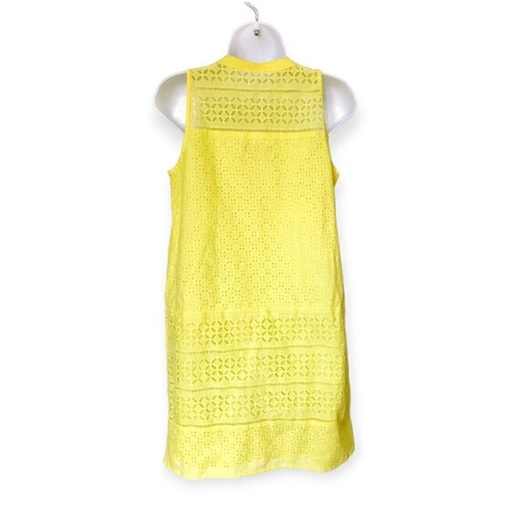 Loft yellow cotton eyelet sheath dress, size 8P - Picture 2 of 12